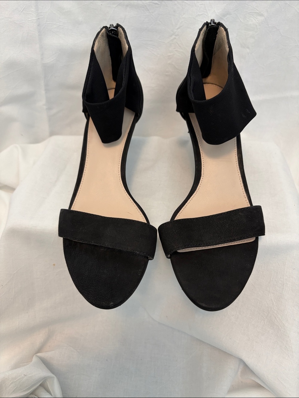 Pelle Moda Black Open-Toe Ankle Wrap Heel